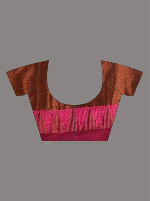 Copper tissue soft saree with temple borders 5