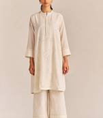 Off-white mal chikankari embroidery co-ord set