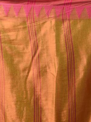 Lemon yellow tissue soft saree with temple borders 4