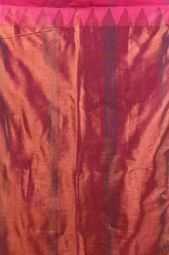 Pink tissue soft saree with temple borders