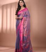 Violet tissue soft saree with temple borders