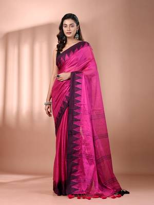 Pink tissue soft saree with temple borders 1