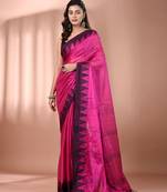 Pink tissue soft saree with temple borders