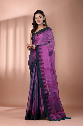 Purple tissue soft saree with temple borders