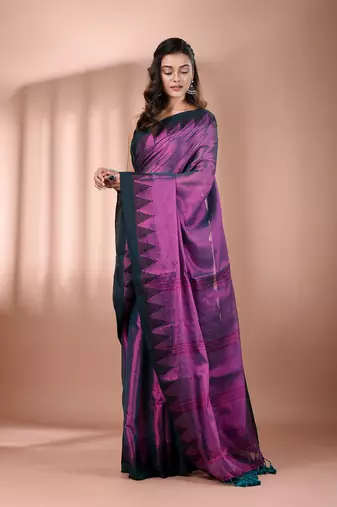 Purple tissue soft saree with temple borders