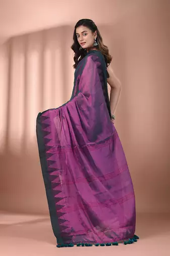 Purple tissue soft saree with temple borders
