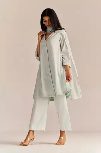Soothing sea woven cotton kurta set