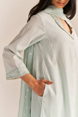 Soothing sea woven cotton kurta set 3
