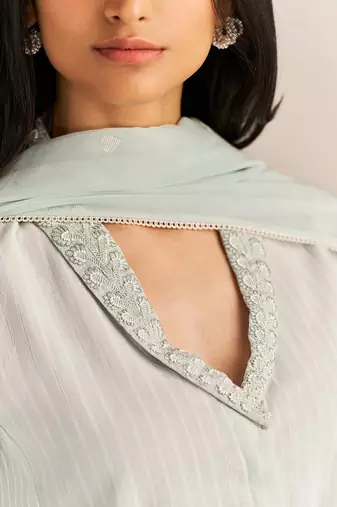 Soothing sea woven cotton kurta set