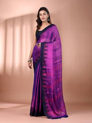 Purple tissue soft saree with temple borders 1