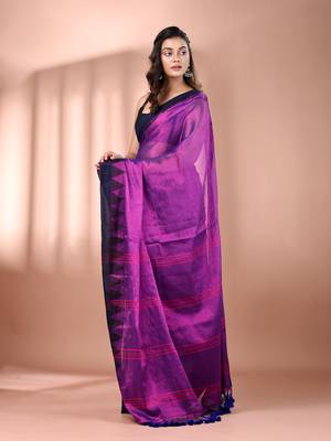 Purple tissue soft saree with temple borders 2