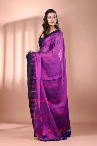 Purple tissue soft saree with temple borders