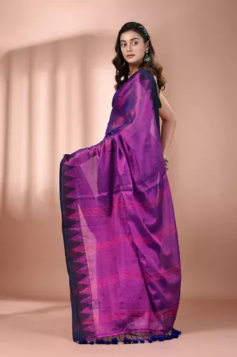 Purple tissue soft saree with temple borders