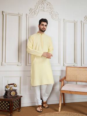 Yellow solid light cotton kurta 1