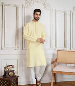 Yellow solid light cotton kurta