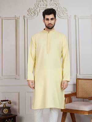 Yellow solid light cotton kurta 2