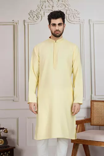 Yellow solid light cotton kurta