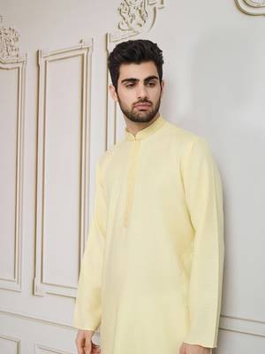 Yellow solid light cotton kurta 4