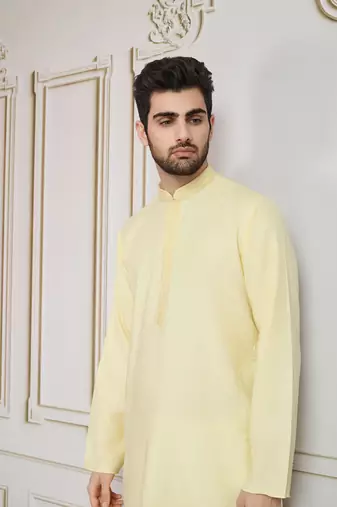Yellow solid light cotton kurta
