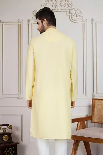 Yellow solid light cotton kurta