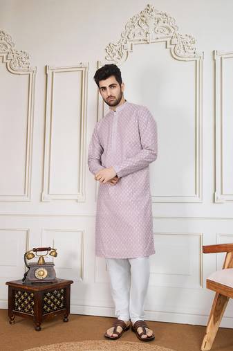 Mauve solid chikankari kurta