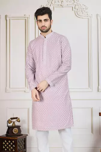 Mauve solid chikankari kurta