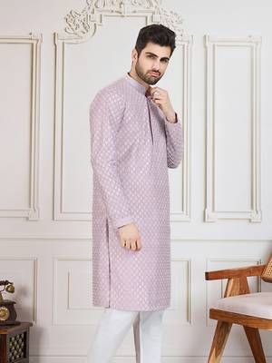 Mauve solid chikankari kurta 3