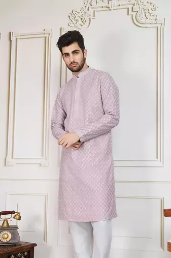 Mauve solid chikankari kurta