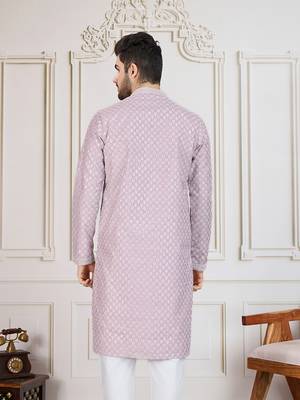 Mauve solid chikankari kurta 5