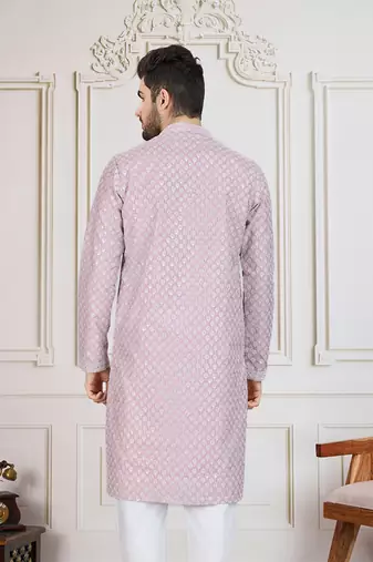 Mauve solid chikankari kurta