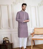 Purple solid chikankari kurta