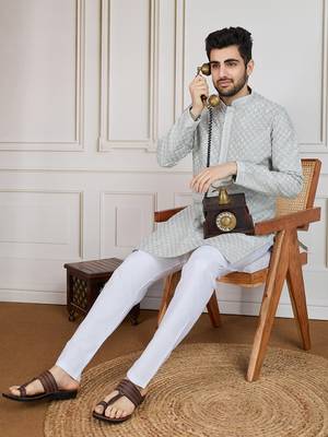 Pista solid chikankari kurta 1