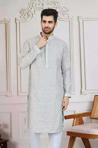 Pista solid chikankari kurta