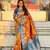 Orange banarasi silk blend weaving meenakari saree