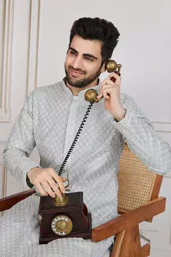 Pista solid chikankari kurta