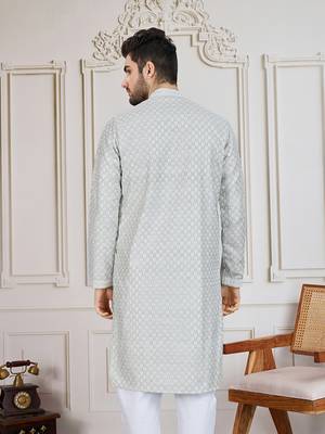 Pista solid chikankari kurta 5