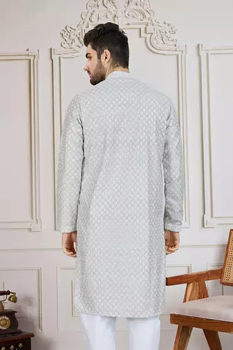 Pista solid chikankari kurta