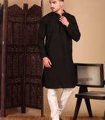 Black solid chikankari black kurtahandcrafted