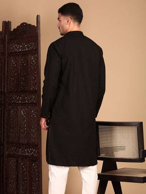 Black solid chikankari black kurtahandcrafted 5