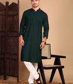 Deep green solid chikankari kurtahandcrafted