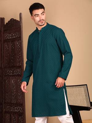 Firozi solid chikankari kurtahandcrafted 2