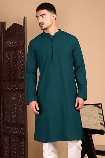 Firozi solid chikankari kurtahandcrafted