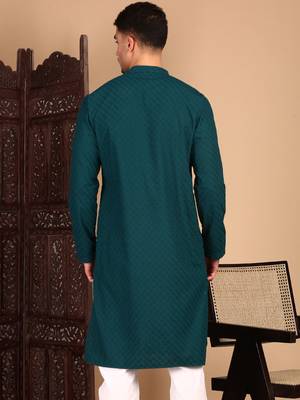 Firozi solid chikankari kurtahandcrafted 5