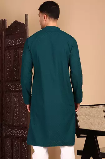 Firozi solid chikankari kurtahandcrafted