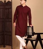Maroonsolid chikankari kurtahandcrafted