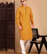 Mustardsolid chikankarikurtahandcrafted