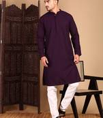 Purple solid chikankarikurtahandcrafted