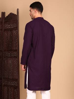 Purple solid chikankarikurtahandcrafted 5
