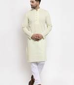 Green pure cotton embellished kurta pyjama set