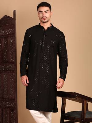 Black shimmeringsequinchikankari work kurta 2